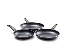Kitchen Stories CC002622-001 Searsmart Set mit 3 antihaftbeschichteten Bratpfannen 20 cm, 24 cm und 28 cm, Aluminium