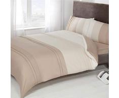 Brentfords Colour Block Bettwäsche-Set, Doppelbett, 100% Polyester-Mikrofaser, cremefarben/elfenbeinfarben
