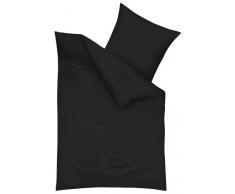 Kaeppel G-130006-40D1-VA97 Uni Bettwäsche, Mako-Satin, 1 x 80/80 und 135/200 cm, schwarz