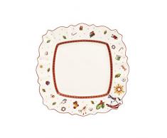 Villeroy & Boch Toys Delight Eckiger Speiseteller, 28,5 x 28,5 cm, Premium Porzellan, Weiß/Rot