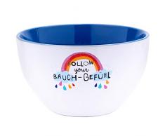 Die Geschenkewelt Happy Life 46407 Spruch und Regenbogen, Porzellan, Blau Schale, Höhe: 8 cm, Durchmesser: 13,5 cm