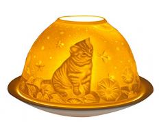 Himmlische Düfte Geschenkartikel GmbH Kätzchen Windlicht, Porzellan, Weiss, 12x12x8 cm