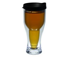 Southern Homewares 12-14 oz Gift Brew Lager 2Go Double Wall Insulated Acrylic Beer Tumbler with Lid, Black