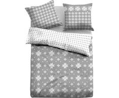 TOM TAILOR 0069811 Satin Bettwäsche Garnitur mit Kopfkissenbezug (Baumwolle) 1x 155x220 cm + 1x 80x80 cm, grau