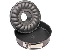 Dr. Oetker Springform mit Flach- und Rohrboden Ø 26 cm, Kuchenform aus Stahl mit Antihaftbeschichtung, Backform aus veredeltem Schwarzblech, Menge: 1 Stück
