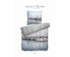 Heckett Lane Mako-Satin Wendebettwäsche Lanvin 135x200 (80x80) Blau