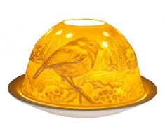 Himmlische Düfte Geschenkartikel GmbH Vögel im Winter Windlicht, Porzellan, weiss, 12x12x8 cm