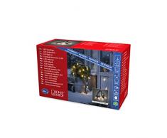 Konstsmide 2387-800 LED Biergartenlichterkette, klar / für Außen (IP44) / 40 klare Birnen/ 80 bernsteinfarbene Dioden / 6V Außentrafo / schwarzes Kabel