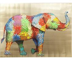 Kare Design Bild Touched Flower Elefant, XXL Leinwandbild auf Keilrahmen, Wanddekoration mit Elefanten, bunt (H/B/T) 90x120x4cm