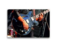 Calvendo Premium Textil-Leinwand 75 cm x 50 cm quer, Gitarrist auf der Bühne | Wandbild, Bild auf Keilrahmen, Fertigbild auf echter Leinwand, Leinwanddruck: während eines Konzerts Kunst Kunst