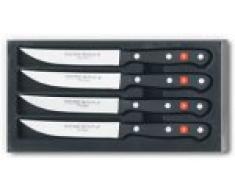 Wüsthof Steakmessersatz, Gourmet (9729), 4-teilig, je 12 cm Klingen, Edelstahl, rostfrei, für Spülmaschine, extrem scharfe Messer, Fleischmesser