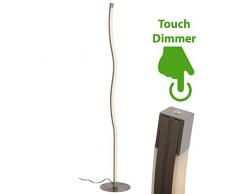 Briloner Leuchten 1374-012 LED Stehleuchte, 2-flammige geschwungene Stehlampe, stufenlos dimmbar, 1800 lm, Metall, 17.3 W, matt-nickel