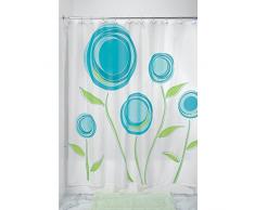 iDesign Marigold Duschvorhang | Designer Duschvorhang mit Ösen in der Größe 183,0 cm x 183,0 cm | mit kunstvollem Blumenmotiv | Polyester blau/grün