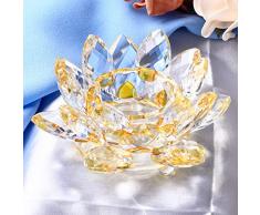 XIANGBAN Kristall-Kerzenständer Lotus-Kerzenständer Home Feng Shui Dekoration mit Geschenkbox gelb