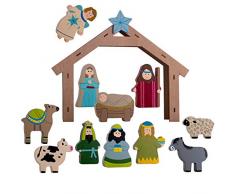 WeRChristmas Weihnachtskrippe aus Holz, Mehrfarbig, 33 cm