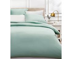 AmazonBasics - Bettwäsche-Set, Fadendichte 400, Baumwollsatin, 155 x 200 cm und zwei Kissenbezügen, 80 x 80 cm, Hellgrün (Seafoam Green)