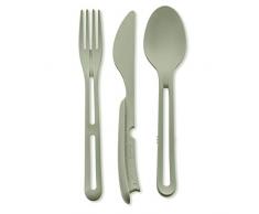 koziol Besteck-Set 3-teilig KLIKK, eucalyptus green, thermoplastischer Kunststoff, 22,2 x 4,8 x 3,6 cm
