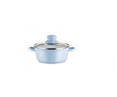 Mäser, Serie Kitchen Time, Kochtopf 16 cm mit Glasdeckel, antihaftbeschichtet, mit weißer ILAG-Ceramic-Beschichtung, in der Farbe Blau