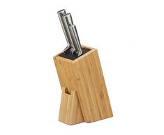 Relaxdays Bambus Messerblock mit Borsteneinsatz, Küchenblock für 6 Messer aller Art, unbestückter Holzblock, natur