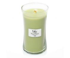 Große WoodWick Duftkerze im Sanduhrglas mit knisterndem Docht, Fern, bis zu 130 Stunden Brenndauer