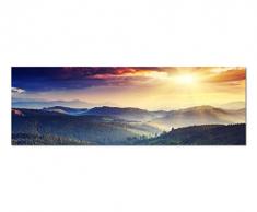 Panoramabild auf Leinwand und Keilrahmen 150x50cm Ukraine Berge Wald Sonnenuntergang
