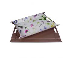 FREEFORM DUO - 2in1 wendbares Tablett & Tischset mit Motivdruck: Botanical/Taupe, Kunstleder, Maße: 55 x 41 cm