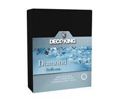 DecoKing Jersey Spannbettlaken 180x200-200x220 cm schwarz 100% Baumwolle Wasserbett Boxspringbett Spannbetttuch Bettlaken Betttuch Diamond Collection