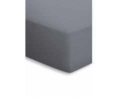 schlafgut Mako-Jersey Basic Spannbetttuch, Baumwolle, Graphit, 200 x 100 cm
