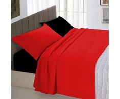 Italian Bed Linen Natural Color Bettwäsche Set, 100% Baumwolle, Rot/Schwarz, Doppelte