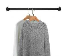 MyGift Eckregal für Kleidung, Wandmontage, Metall, Mattschwarz, metall, Schwarz , Large