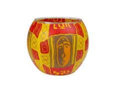 Windlicht Glas Cup Teelichthalter Kerzenhalter AFRICAN ART MASC GröÃe 9 x 11 cm als Tischdekoration â¦