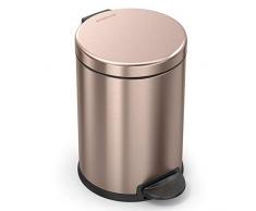 simplehuman, 4,5 Liter, runder Treteimer, Edelstahl roségold, 10 Jahre Garantie