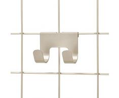 iDesign doppelte Wandhaken für modulares System, kleine Metallhaken für Organizer in Büro, Küche und Bad, 2er-Set Wandgitter-Haken für Jacken, Taschen und Schals, mattsilberfarben