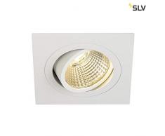 SLV LED Deckeneinbaustrahler NEW TRIA 77 I eckig, single, 2700K, CS, Clipfeder, weiß, Deckenleuchte, Deckenstrahler, schwenkbare Deckeneinbauleuchte, Indoor