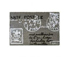Relaxdays Fußmatte Kokos POSTKARTE 40 x 60 cm Kokosmatte mit rutschfestem Boden Fußabtreter aus Kokosfaser als Schmutzfangmatte und Sauberlaufmatte Fußabstreifer für Außen und Innen Matte, anthrazit
