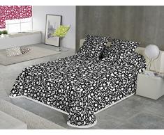 SABANALIA Letras Bedruckte Tagesdecke, Buchstaben-Motiv Cama de 80 - 170 x 280 Schwarz