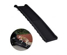 Relaxdays Hunderampe Auto, klappbar, rutschfest, Einstiegshilfe für Kofferraum, bis 90 kg, Kunststoff, 156x40cm, schwarz, 1 Stück