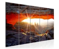 Bilder Grand Canyon Landschaft Wandbild 200 x 80 cm Vlies - Leinwand Bild XXL Format Wandbilder Wohnzimmer Wohnung Deko Kunstdrucke Orang 5 Teilig - MADE IN GERMANY - Fertig zum Aufhängen 603755a