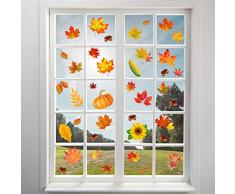 Omgouue 180 Stück Herbstblätter Fensterklammern – Erntedanksgiving, Ahorn-Dekorationen, Herbstaufkleber, Party-Dekoration, Dekoration