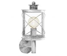 EGLO Außen-Wandlampe Hilburn 1, 1 flammige Außenleuchte, Wandleuchte aus verzinktem Stahl und Kunststoff, Farbe: Silber-antik, Fassung: E27, IP44