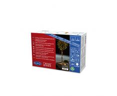 Konstsmide 3641-810 LED Lichterkette, mit Glimmereffekt / für Außen (IP44) / 160 bernsteinfarbene Dioden (80 glimmend) / 24V Außentrafo / schwarzes Kabel