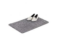 Relaxdays Schmutzfangmatte rutschfest, 45x70 cm Türvorleger aus Baumwolle, Fußmatte Gummi-Unterseite, grau