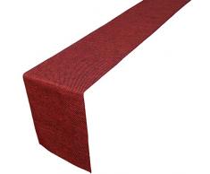 Parfair Dessin Jute-Baumwolle Tischläufer aus hochdichtem Jute-Baumwolle Bed Runner 240x50Cm Dark Maroon