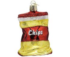 Old World Christbaumschmuck: Verschiedene Lebensmittel, Glas, geblasene Ornamente für Weihnachtsbaum Beutel mit Chips 3.250 Gelb, Rot, Weiß