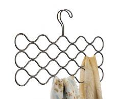 iDesign Classico Schalhalter mit 23 Schlaufen, Hängeorganizer für Schals, Krawatten, Gürtel, Pashminas und Co. aus Metall, bronzefarben