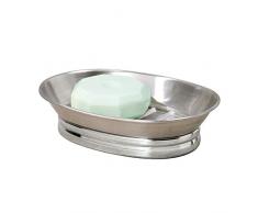 iDesign York Metal Seifenschale, ovaler Seifenhalter aus Metall, silber-/mattsilberfarben