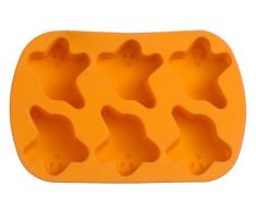 Premier Housewares Antihaftbeschichtete Silikon-Backform mit Gespenstern, 6 Mulden, orange