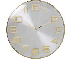 Kare Design Wanduhr Style Ø40cm, moderne Wanduhr mit großen Ziffern in Gold, Edle Runde Uhr in der Farbe Silber, (H/B/T) 40,6x40,6x5,1cm