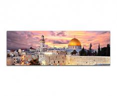 Panoramabild auf Leinwand und Keilrahmen 150x50cm Israel Jerusalem Mauer Tempel Altstadt