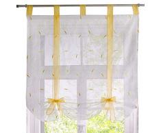 ZebraSmile lifable Vorhang Binden Sie Niedliche Schleife Römischer Vorhang Tab Top Semi Sheer Küche Ballon Fenster Vorhang für Kithchen Fenster Schlafzimmer Fenster Stoff 39(W) X55(H) in Gelb